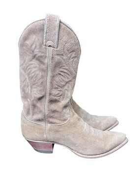 Vintage Justin All Suede Leather Woman’s Western Boots Tan Size 8.5 B